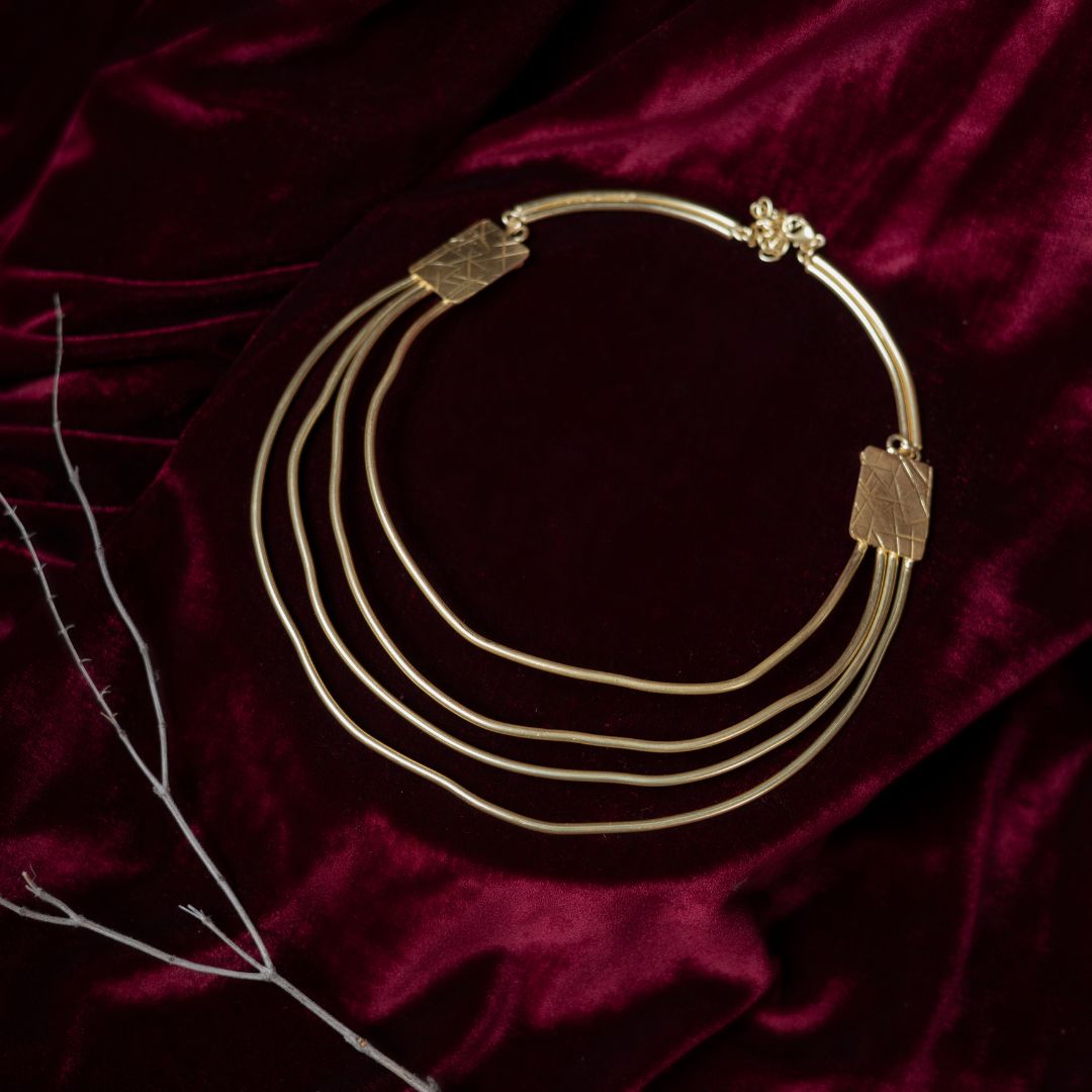 Statement Necklace Brass with 18k Gold Plating