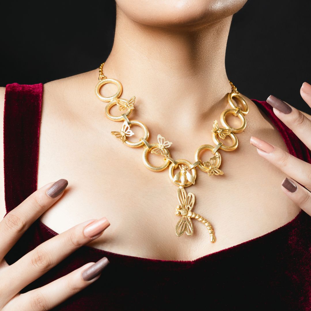 Rhopalocera Necklace Brass with 18K Gold Plating