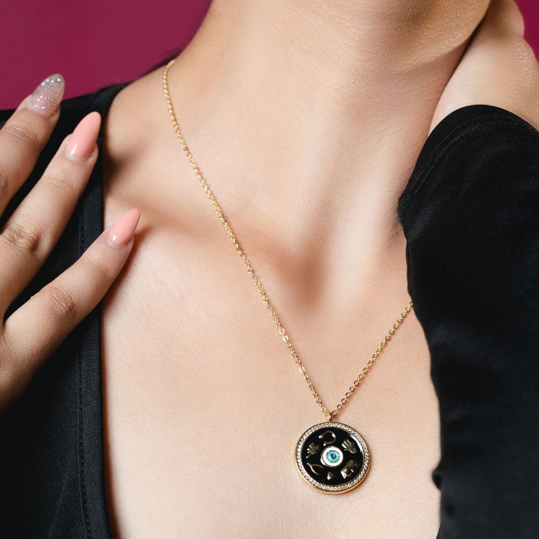 Horoscope Circle Pendant Necklace Stainless Steel Anti Tarnish Jewels