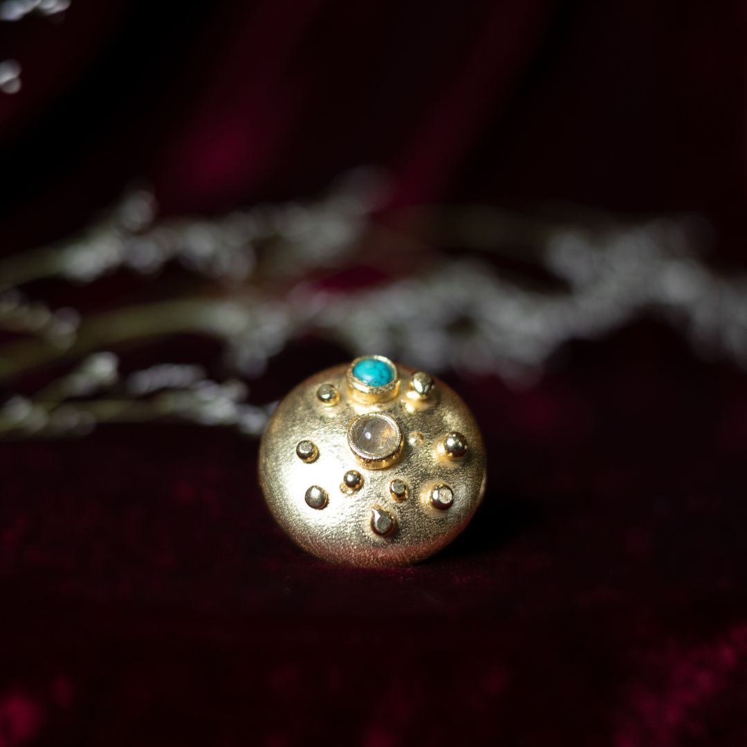 Celestial Statement Ring Brass with 18K Gold Plating