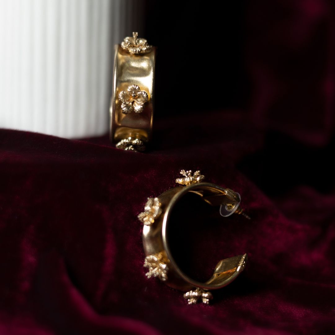 Daisy Gold Hoops Brass with 18K Gold Plating