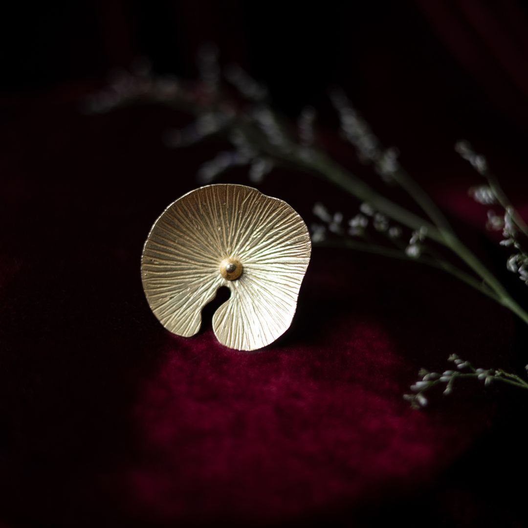 Lotus Leaf Statement Ring Brass with 18K Gold Plating