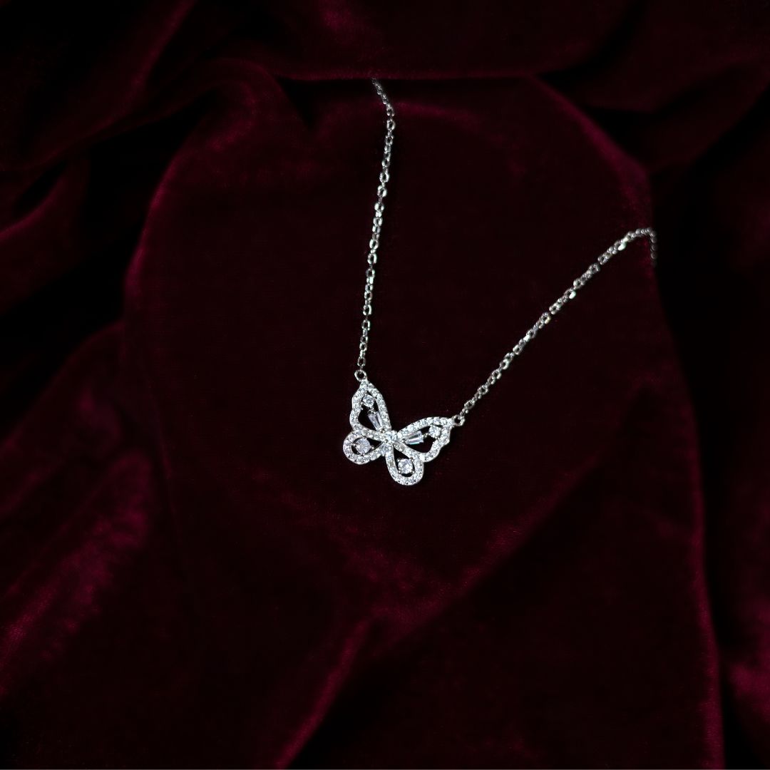 Butterfly Necklace 92.5 Sterling Silver with CZ Stones