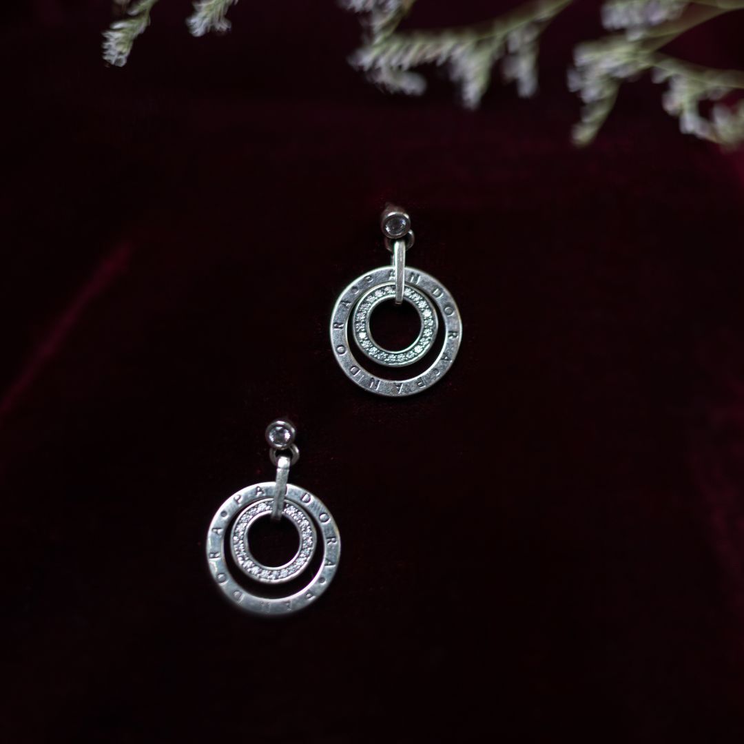 Pandora Round Earring 92.5 Pure Silver with CZ Stones
