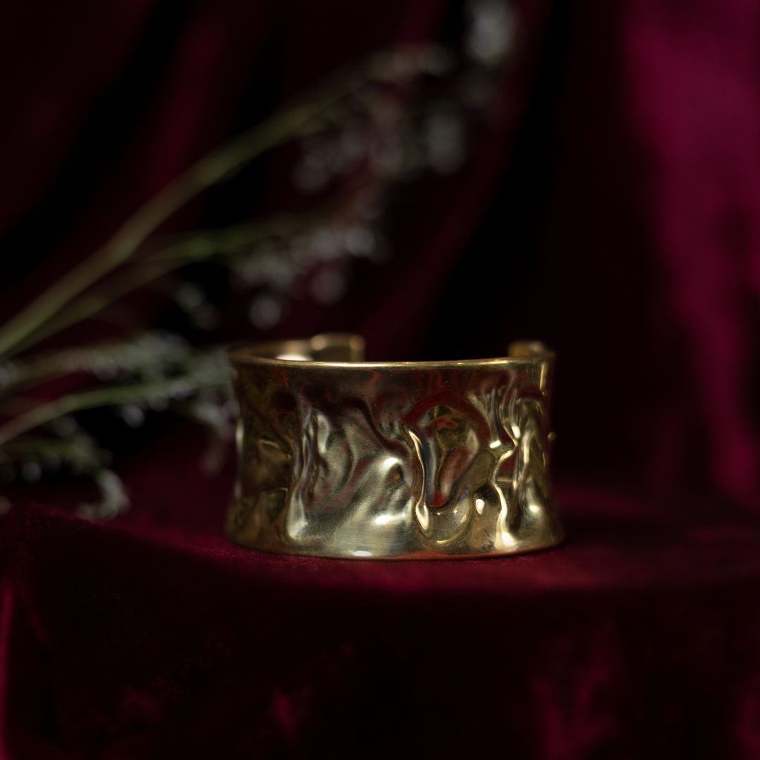 Thawed Statement Cuff Bracelet Brass with 18k Gold Plating