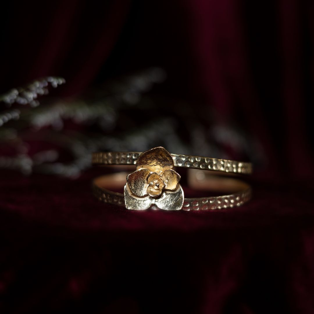 Floweret Cuff Bracelet Brass with 18K Gold Plating