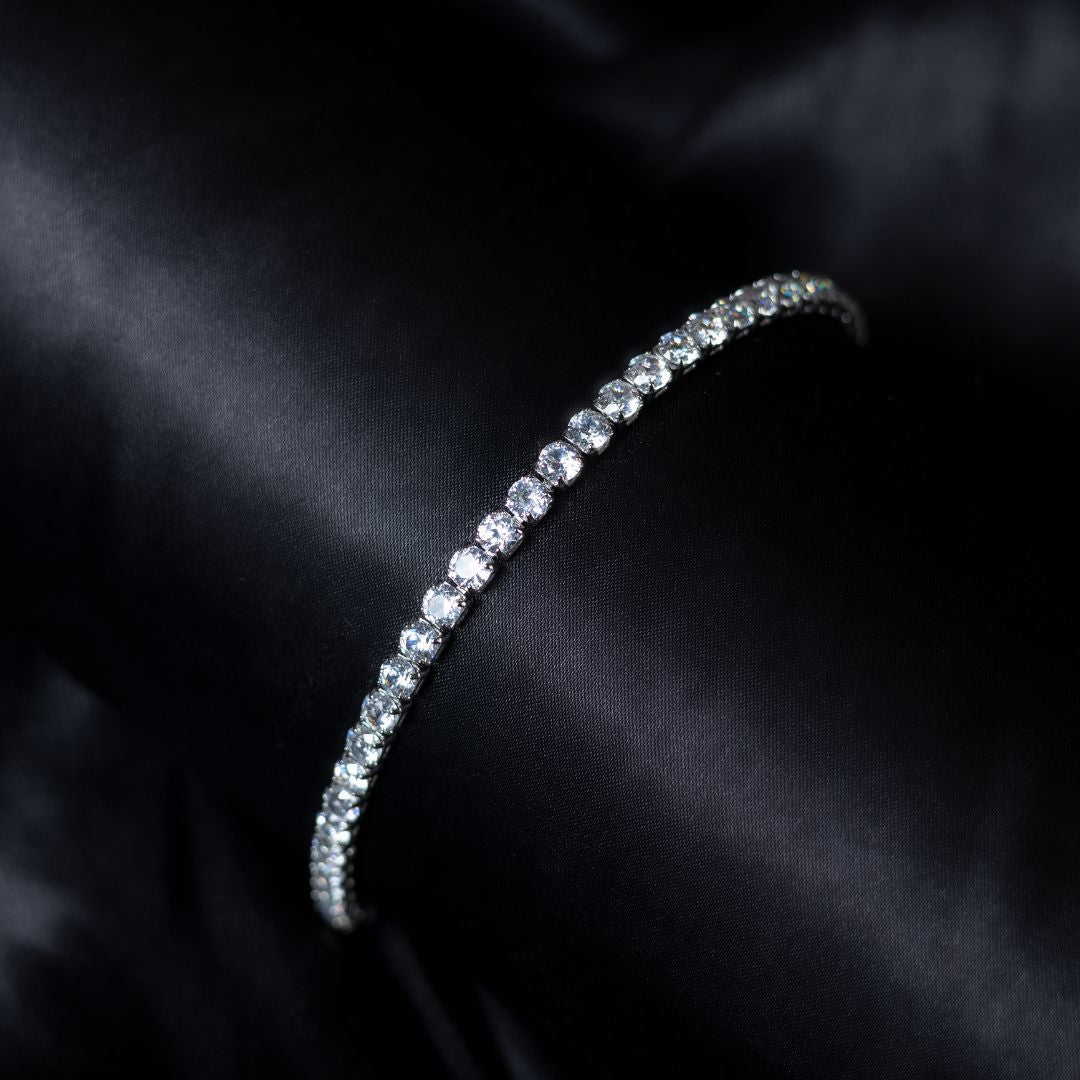 Silver Cushion Tennis Bracelet Stainless Steel with CZ Stones