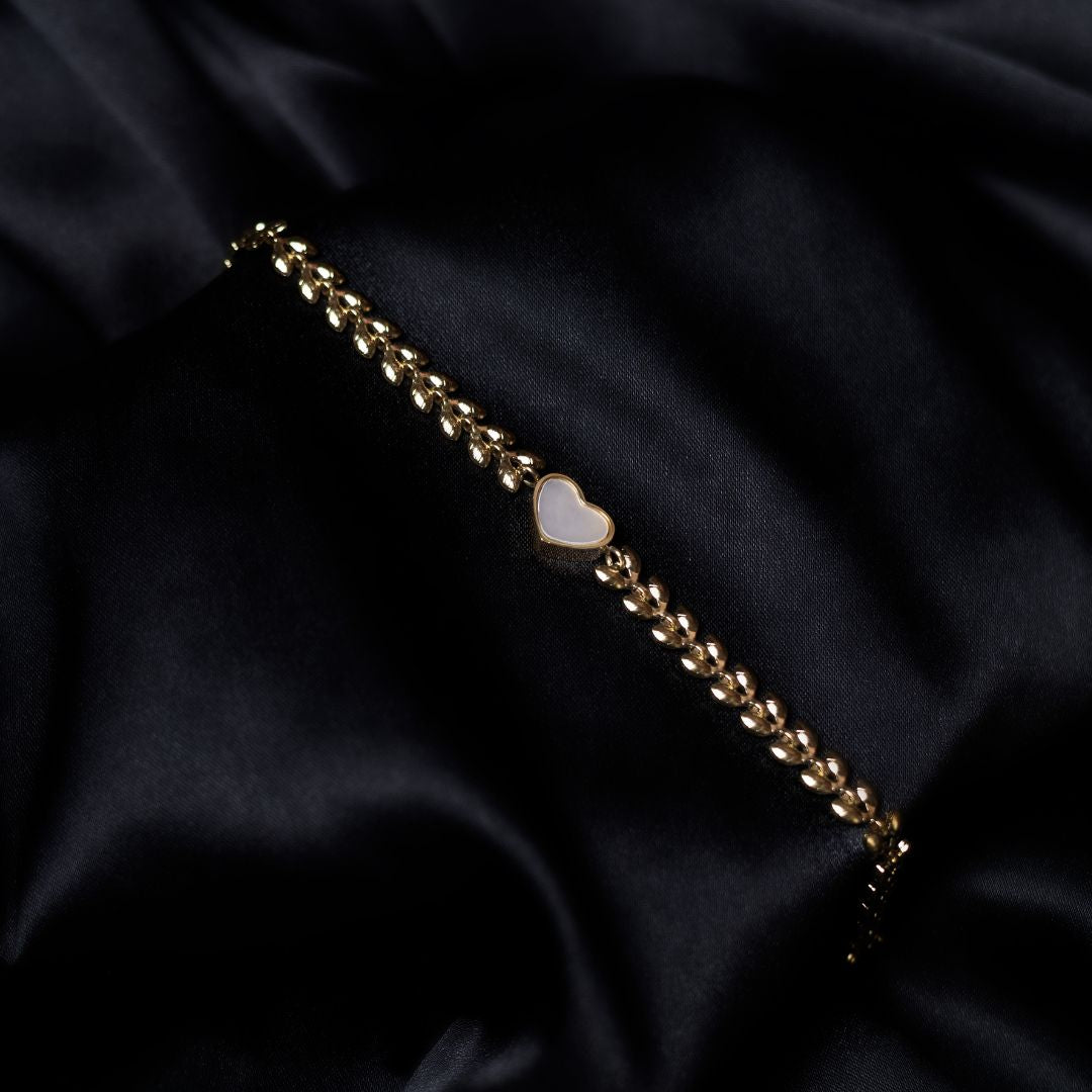 Foliate Heart Chain Bracelet Stainless Steel Anti Tarnish Jewels