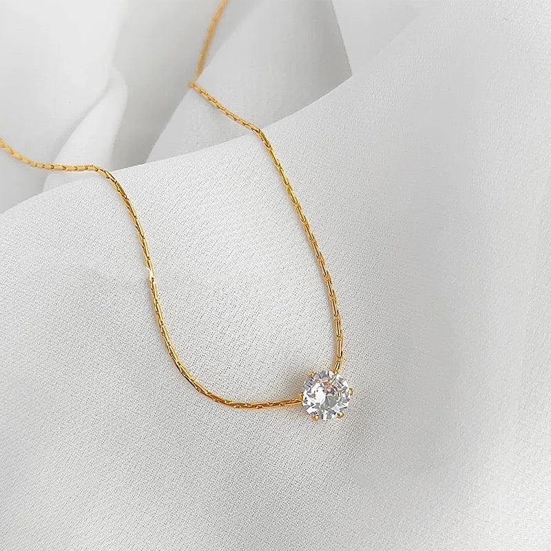 Delicate Round Solitaire Necklace