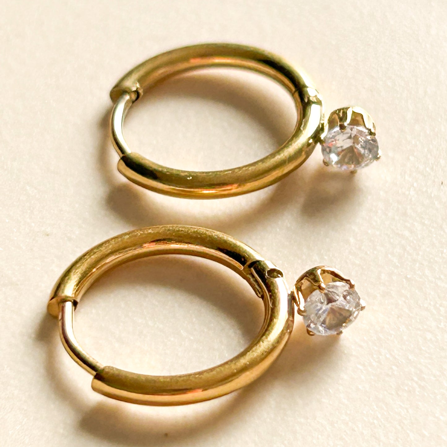 Mini Solitaire Hoop Earrings