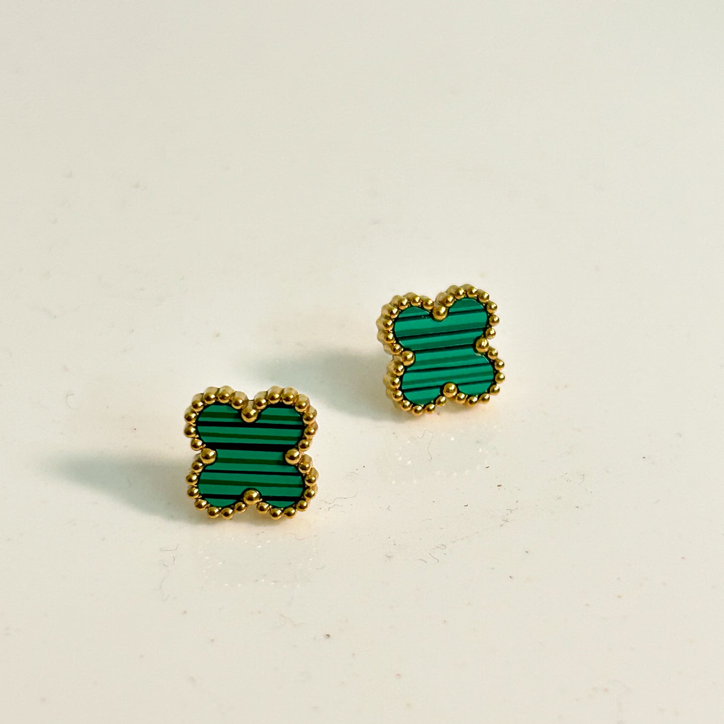 Clover Green Stud Earrings