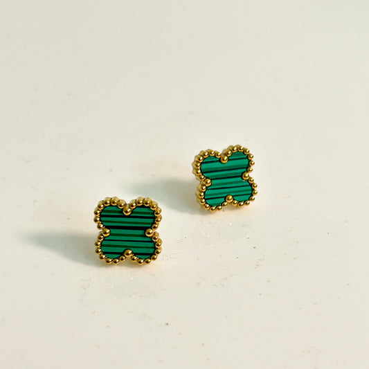 Clover Green Stud Earrings