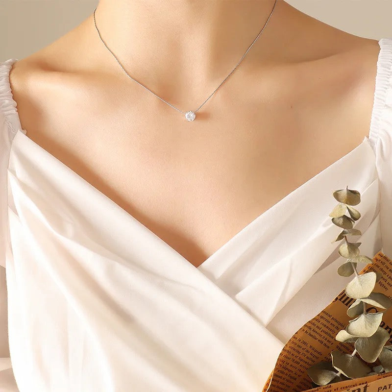 Delicate Round Solitaire Necklace