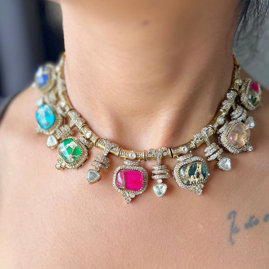 Doublet Satrangi Necklace set
