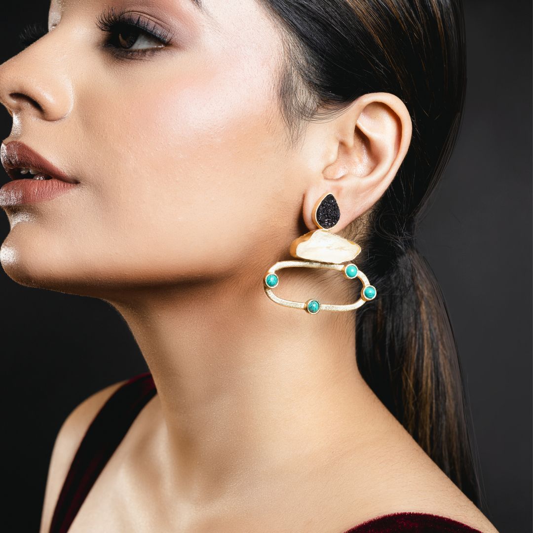 Cleopatra Statement Earrings Brass with 18K Gold Plating