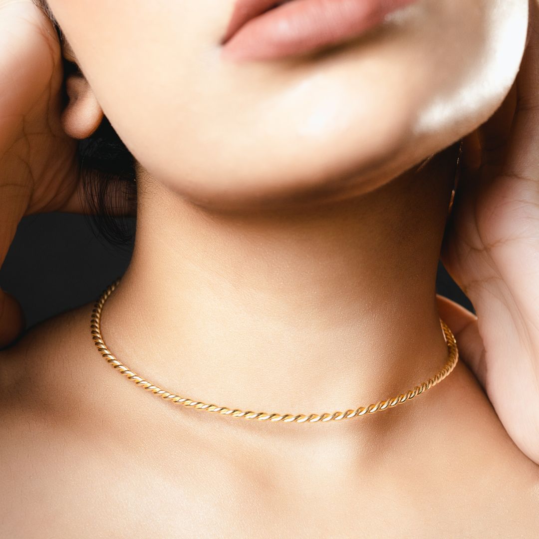 Rope Choker Necklace Brass with 18K Gold Plating