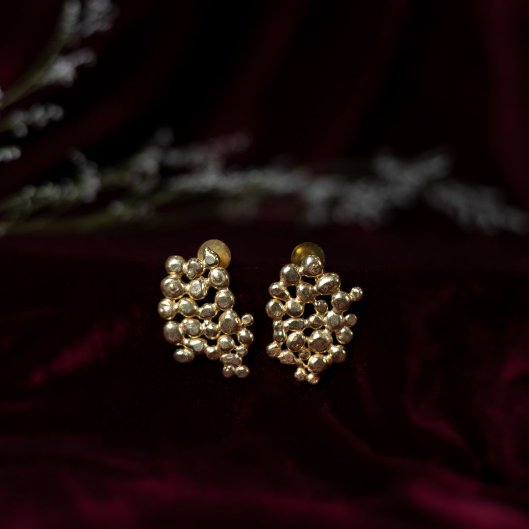 Cluster of Bubbles Earrings Brass with 18K Gold Plating