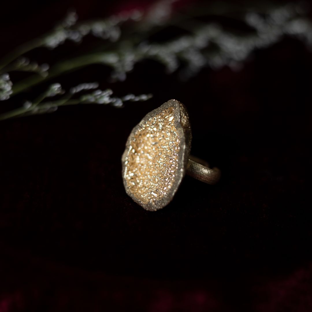 Geode Statement Ring Brass with 18K Gold Plating