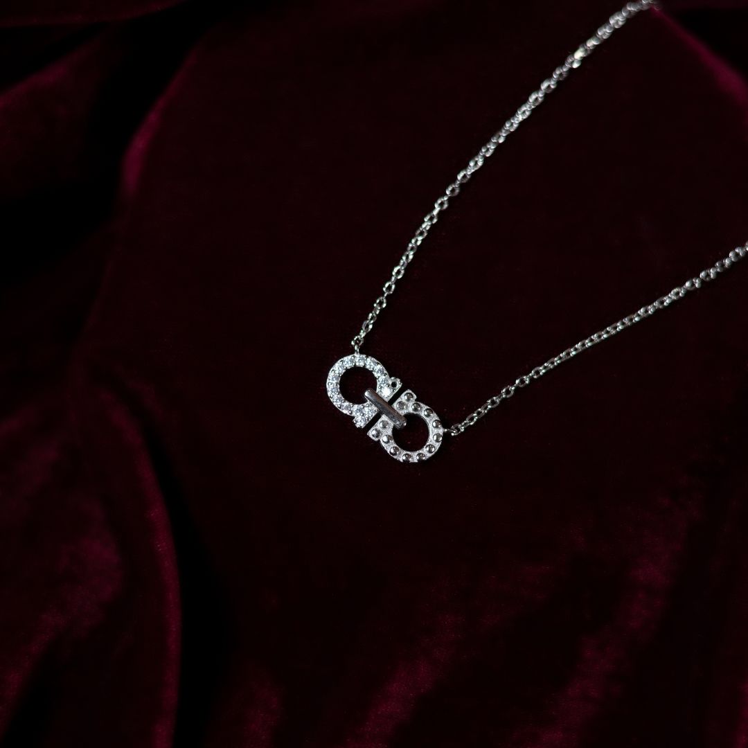 Interminable Necklace 92.5 Sterling Silver with CZ Stones